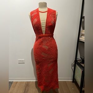 Orange / Red Long Manning Cartell Dress Size Small